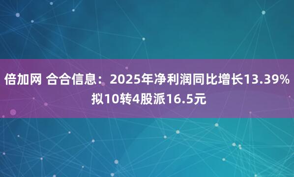 倍加网 合合信息：2025年净利润同比增长13.39% 拟10转4股派16.5元