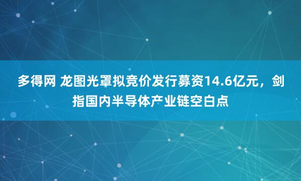 多得网 龙图光罩拟竞价发行募资14.6亿元，剑指国内半导体产业链空白点